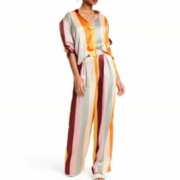 Fe Noel Other - Fe Noel x Target Mixed Vertical Stripe Button Down Shirt and Wide Leg Pants Set